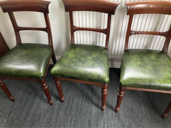 Image 2 of x4 Antique reproduction wood/leather seat chairs