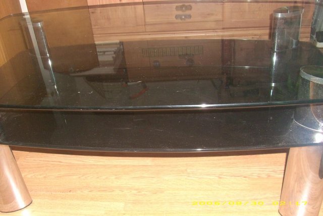 Glass and chrome coffee table