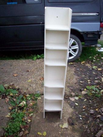 Image 2 of Wooden upright white Shelf Country 6 Tiers/ used.