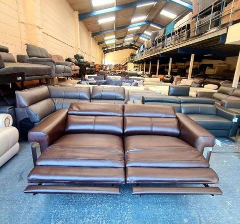 Image 8 of Moreno brown leather electric recliner 3 seater sofa