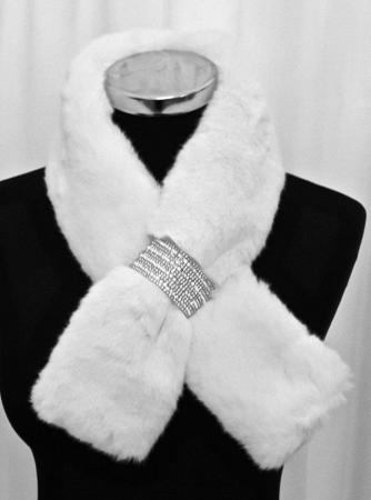 Image 3 of Faux fur neck warmers with diamanté detail.
