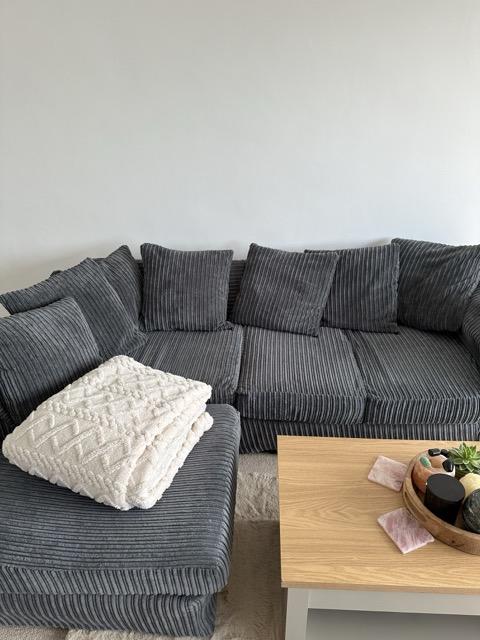 Preview of the first image of Comfy L Shaped Sofa, Grey.