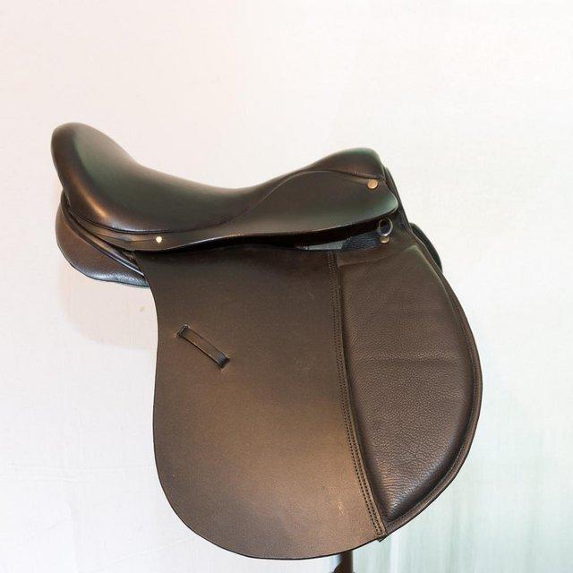 Preview of the first image of Childs 16" Leather Saddle Black Medium Wide Fitting.