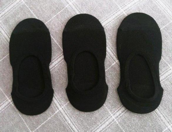 Image 2 of 3 Pairs No Visible Breathable Black Socks | 2-5 UKSize | New