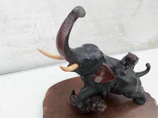 Image 2 of Antique Japanese Meiji Period Bronze Study Of An Elephant Fi