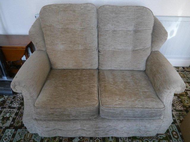 Preview of the first image of Two G Plan Two Seater Beige Settee.