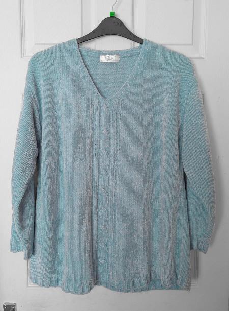 Preview of the first image of Ladies Pale Blue Jumper By Theme - Size 18/20.