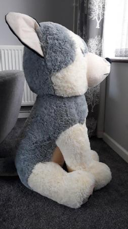 Image 2 of 36 inch large plush husky soft toy