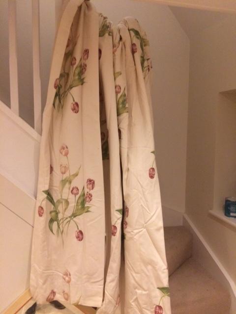 Preview of the first image of Pair of interlined curtains, fabric Sanderson 'Promise'.