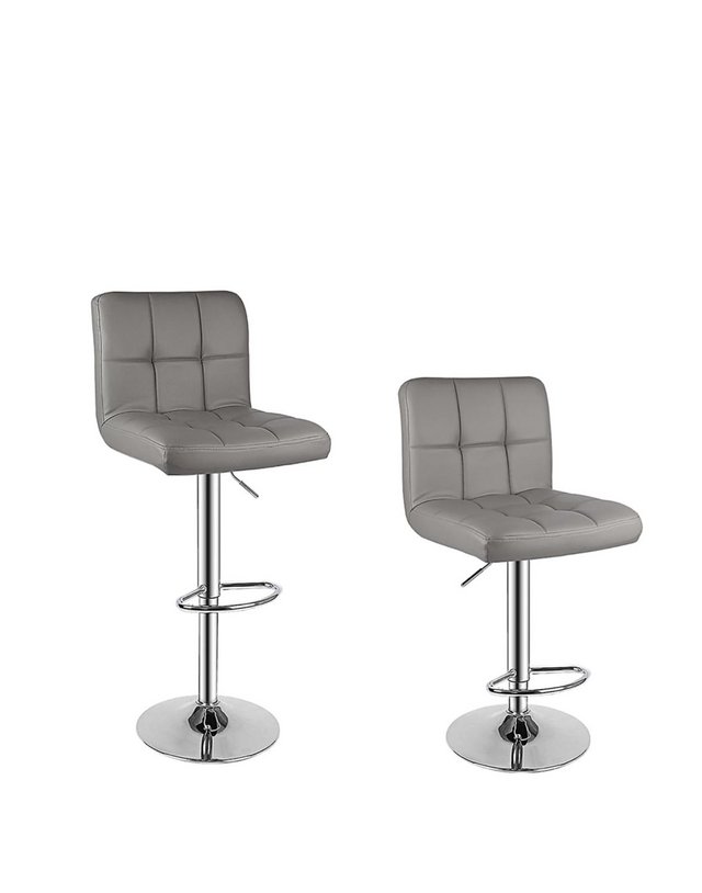 Preview of the first image of Grey Leather Bar Stools (Adjustable).