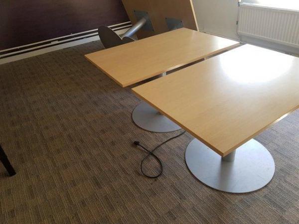 Image 2 of Rectangular office/meeting table w/ circular chrome stand