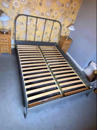 Image 1 of Double Bed: Ikea steel frame.