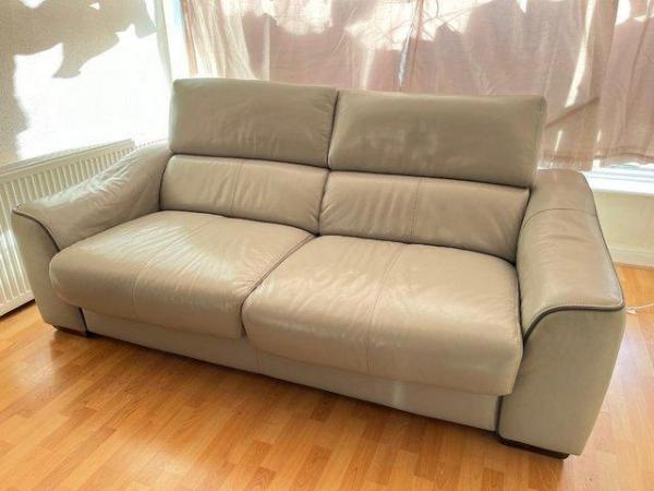 Image 1 of 3 Seater Leather Sofa Bed - good condition