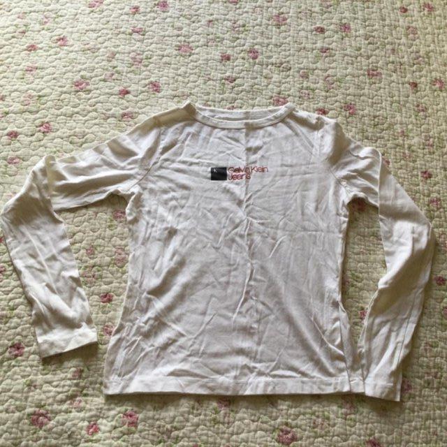 Preview of the first image of CK JEANS White sz S Long Sleeve T-Shirt, Immaculate.