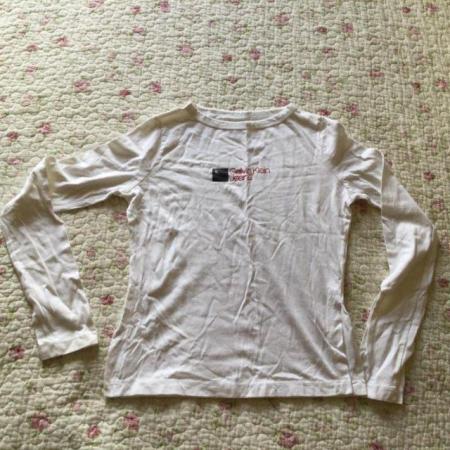 Image 1 of CK JEANS White sz S Long Sleeve T-Shirt, Immaculate