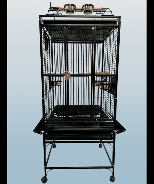 Preview of the first image of Parrot-Supplies Ohio Play Top Parrot Cage Black.