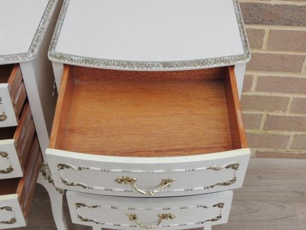 Image 12 of Pair of French Tall Bedside Tables 3 drawers (UK Delivery)