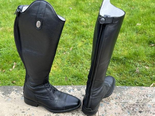 Image 2 of Black leather long riding boots