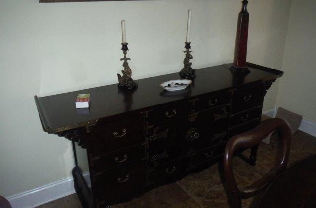 Image 1 of Beautiful ornate altar table for sale with metal trims