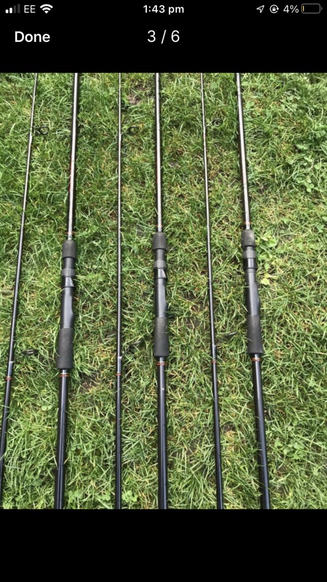 Preview of the first image of Set of 3 rare normark gord burton long range piker rods.