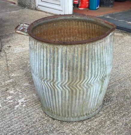 Image 1 of VERY RARE vintage 1930’s galvanised washing dolly tub