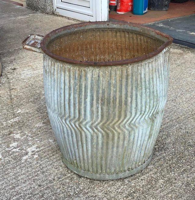 Preview of the first image of VERY RARE vintage 1930’s galvanised washing dolly tub.