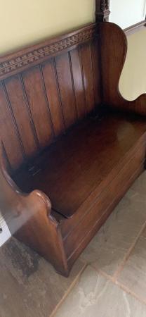 Image 1 of Titchmarsh and Goodwin solid oak 3ft box/settle/monks pew.