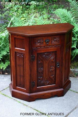 Image 28 of OLD CHARM TUDOR OAK CANTED HALL TABLE CABINET CUPBOARD STAND