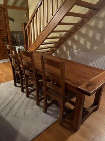 Image 3 of Solid Oak Refectory Dining Table with 8 Chairs