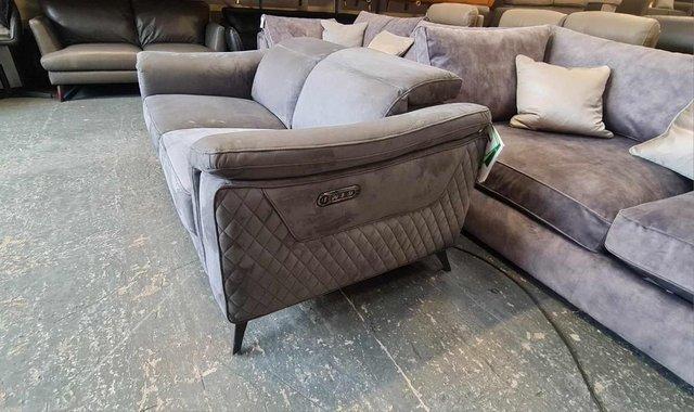 Image 5 of Ezra tara lead grey/blue fabric recliner 2 seater sofa
