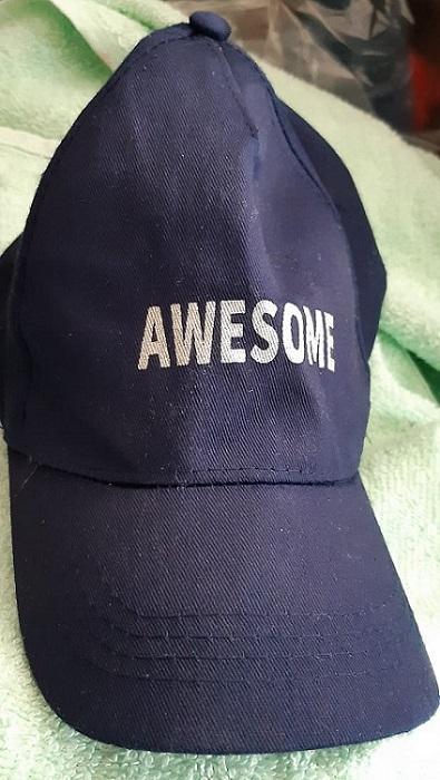 Preview of the first image of Dark blue "Awesome" sun hat / baseball cap.