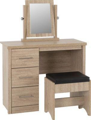 Preview of the first image of Lisbon 3 piece dressing table set in light oak veneer.