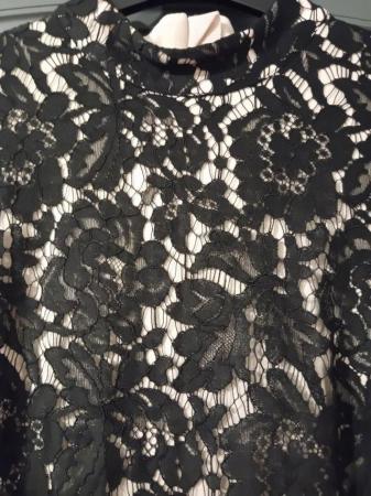 Image 2 of NEXT Black velvet and lace dress