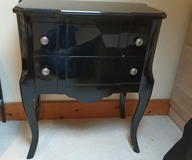 Preview of the first image of French Louis Style High Polished Black Chest of Drawers Cons.