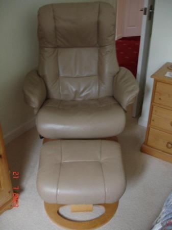 Image 1 of Leather Easy Chair and Foot Stool