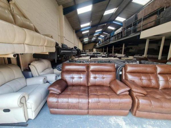 Image 4 of La-z-boy Knoxville brown leather pair of 2 seater sofas