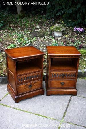 Image 46 of A PAIR OF OLD CHARM LIGHT OAK BEDSIDE CABINETS LAMP TABLES