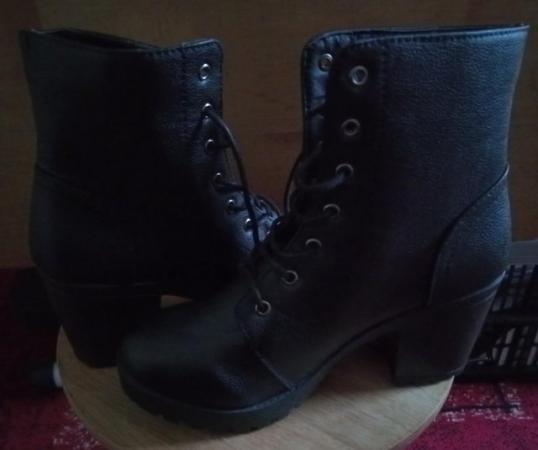 Image 3 of Black chunky block heel boots -size 5