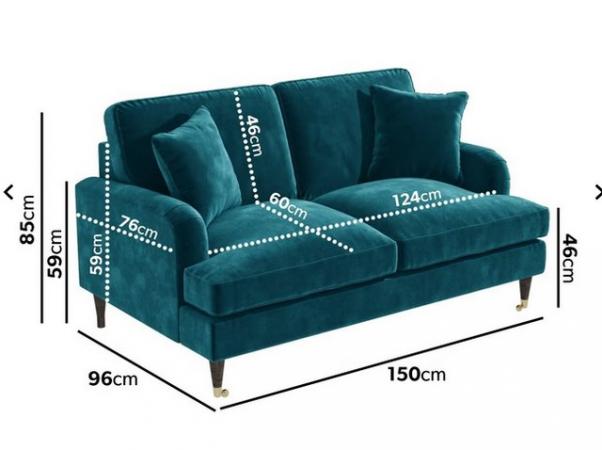 Image 2 of Payton Velvet 2 Seater Teal Sofa