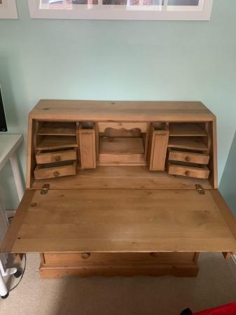 Image 2 of Pine wooden bureau desk