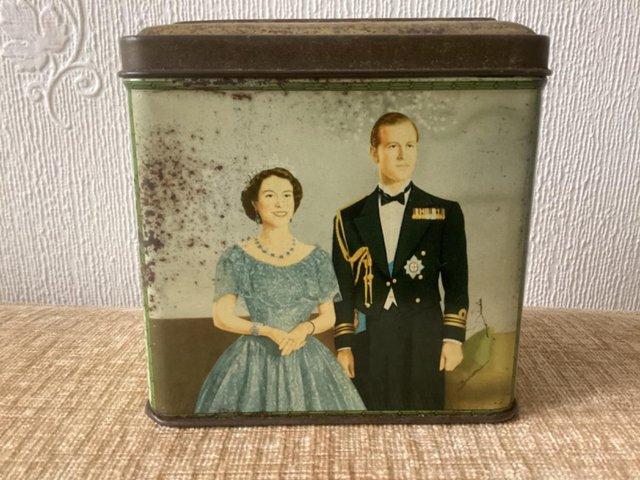 Preview of the first image of Vintage Twining 1953 Coronation Tea Tin..