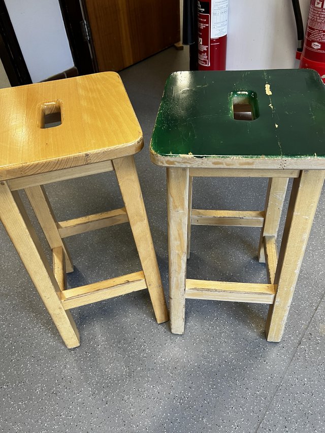 Preview of the first image of Solid beech stools x2. Solid well made ready for upcycling.
