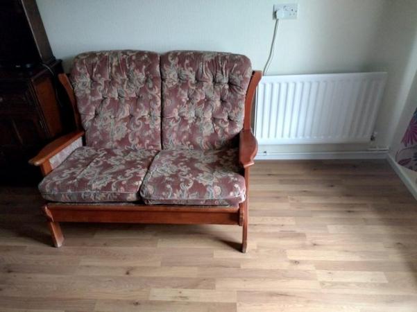 Image 2 of 2 seater mahogany wooden sofa