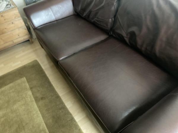 Image 2 of M&S Abbey brown leather 3 seater sofa