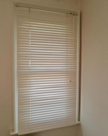 Image 1 of 4white Venetian wooden slate blinds
