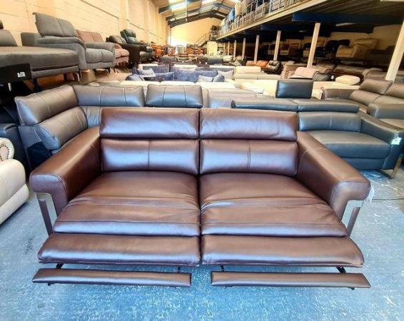 Image 5 of Moreno brown leather electric recliner 3 seater sofa