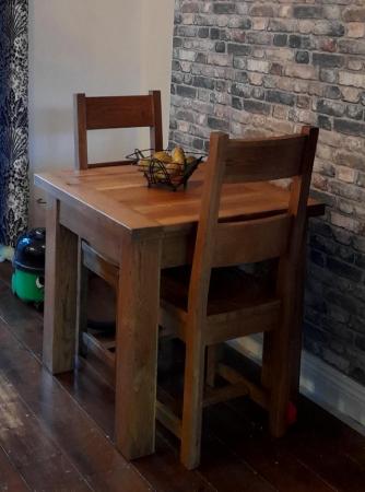 Image 1 of Solid oak 3ft x 3ft & 2 solid chairs ,