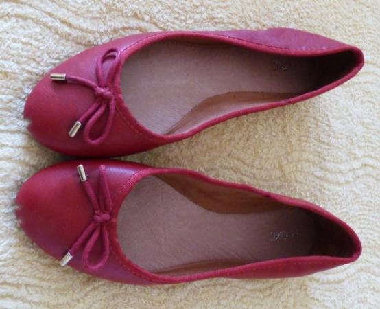 Image 1 of NEW RED LEATHER BALLERINA PUMPS