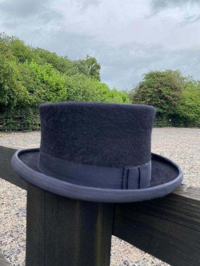 Preview of the first image of Christy fur felt dressage hat uk7.