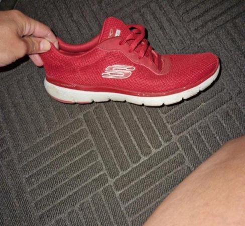 Image 1 of Womens red sketchers red size 4